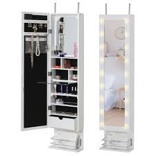 homcom jewelry armoire with mirror and