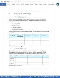 Business Process Documentation Template Word Transition Plan Ms