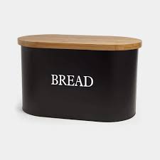 Matte Black Bread Bin Black Bamboo