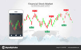 Mobile Stock Trading Concept Candlestick Financial Graph