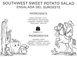 Sweet potatoes are native to the tropical parts of the south america, and were domesticated there at least 5000 years ago. Southwest Sweet Potato Salad Coloring Sheet Brighter Bites