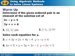 using algebraic methods solve linear