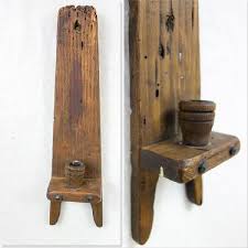Set Of 2 Rustic Raw Wood Wall Sconce