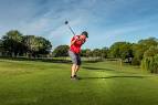 Man Teeing Off in the Tee Box, Playing Golf Stock Image - Image of ...
