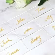 Atomzing 50pcs Clear Acrylic Place Cards For Weddings Guest Names Escort Cards Blank Rectangle Acrylic Tiles Dining Seating Chart Place Cards For