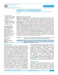 Pdf Cervical Syringomyelia Conservative Physical Therapy