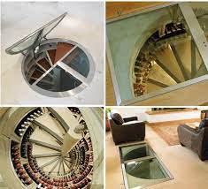 Spiral Staircase Wine Cellar With Glass