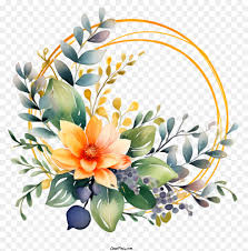 watercolor wreath with yellow and