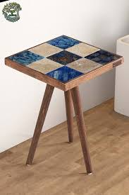 Coffee End Table Handmade Wood Stone