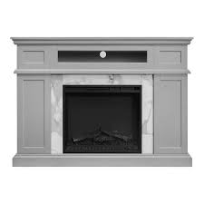 Stylewell Pinesbridge 53 In Deluxe Decorative Electric Fireplace Storage Mantel In Gray
