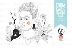 Cuenta oficial de frida kahlo, en memoria de la gran artista mexicana. Frida Kahlo Coloring Page Custom Designed Illustrations Creative Market
