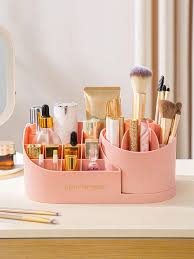 1pc pink rotating makeup organizer box