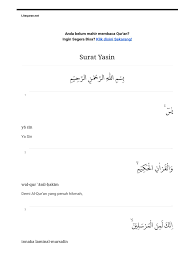 Surat yasin yang terdiri dari 83 ayat diturunkan kepada nabi muhammad saw pada pertengahan periode makkah. Surat Yasin Arab Latin Dan Terjemah Bahasa Indonesia Litequran Net Pdf