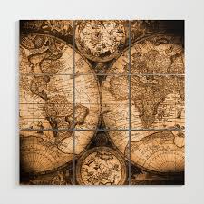 Map Antique Vintage Maps Wood Wall Art