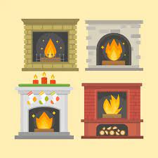 Flat Style Fireplace Icon Design House