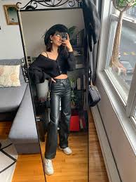 how to style faux leather pants