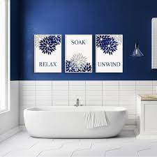 Set Of 3 Blue Grey Bathroom Prints