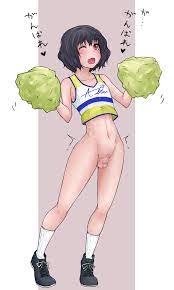 1boy artist request black hair bottomless cheerleader erection  flat chest male male only original penis small penis solo trap uncensored  wink 
