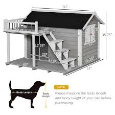 Pawhut Wooden Outdoor Dog House 2 Tier