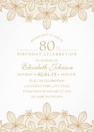 Golden Lace 80th Birthday Invitations Elegant Luxury Invitation
