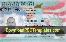 A permanent resident (called lawful permanent resident or lpr) or conditional resident (cr) if you are an lpr unable to return to the united states within the travel validity period of the green card (1. Us Permanent Resident Card Template Psd New Green Card Usa Green Cards Id Card Template