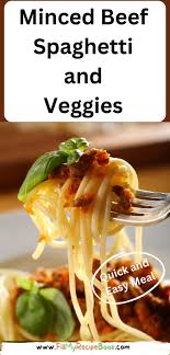 minced beef spaghetti and veggies