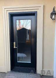 Single Black Entry Door With Full Glass