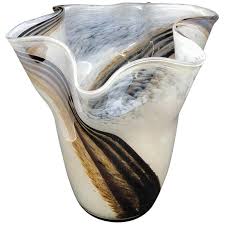 White Brown Gray Swirl Glass Murano