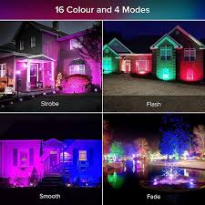 Sansi 30 Watt Plug In Black Rgb Led Landscape Flood Light With 16 Colors And 4 Modes Includes Remote Control