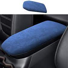 Light Blue Suede Car Armrest Box Cover