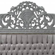Baroque Bed With Grey Velvet Fabric And
