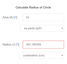 Area To Radius Of Circle Calculator R