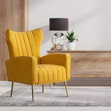 dense foam luxurious yellow lounge chair