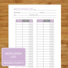 Medication Log Printable Page To Track Medication Dosage Etsy