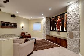 Gamer room ideas in basement with ambient lighting. Basement Tv Wall Home Theater Transitional Basement Denver By Fbc Remodel Houzz