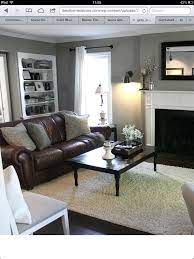 Grey Walls And Brown Leather Sofa