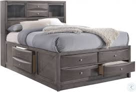 madison gray queen bookcase storage bed