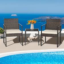3 Pieces Modern Heavy Duty Patio Furniture Set With Coffee Table Off White Co