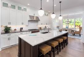 Beautiful Kitchen In New Luxury Home With Island Pendant