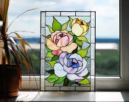 Stained Glass Panel Peony Stained Glass