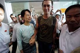 It was november 2012, and we were in her weathered house at 54 university avenue, in yangon, where she'd been held prisoner by the ruling burmese junta for the better part of two decades. Aung San Suu Kyi Reunited With Son After 10 Years Mirror Online