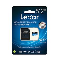 lexar 512gb high performance 633x uhs i microsdxc memory card with sd adapter