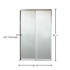 Contractors Wardrobe 60 In X 81 In Silhouette 1 Lite Satin Clear Aluminum Frame Mystique Glass Interior Sliding Door Satin Clear Finish With
