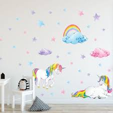 Cute Unicorn With Rainbow Wall Decal
