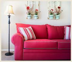 pink sofa with pipping frame