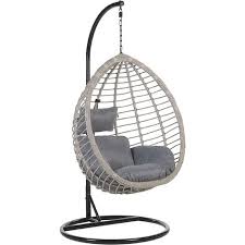 boho grey rattan hanging chair with