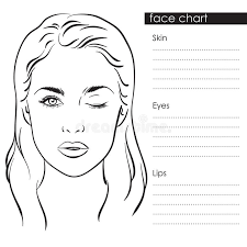 Beautiful Woman Portrait Face Chart Makeup Artist Blank