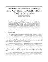 Its poor performance arises largely because its simple form. Pdf International Evidence On Purchasing Power Parity Theory A Partial Equilibrium Empirical Investigation