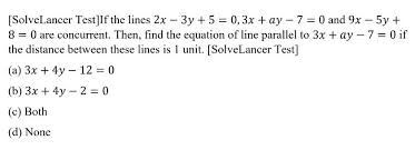 solvelancer test if the lines 2x 3y