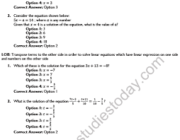 Cbse Class 8 Linear Equations In One